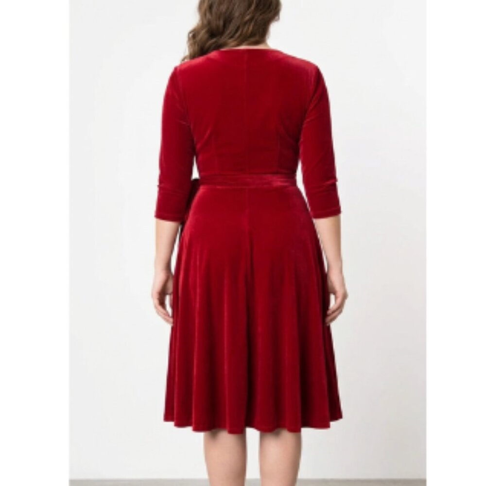 Unique Vintage Velvet Red Dress XS - Picture 2 of 2